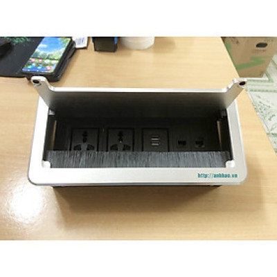 Hộp ổ cắm điện, mạng, HDMI, USB âm bàn Sinoamigo STS-130S, chất liệu nhôm xước cao cấp màu bạc - Hàng chính hãng, có xuất hóa đơn VAT