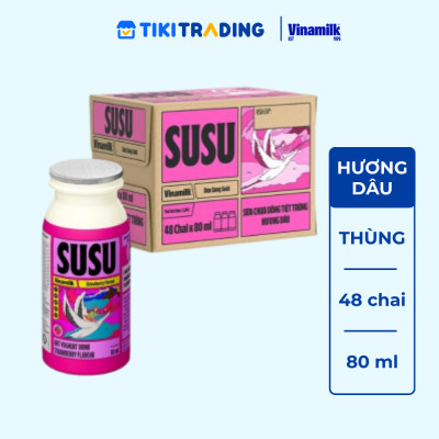 Sữa chua uống hương dâu Vinamilk Susu - Thùng 48 chai 80ml