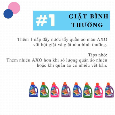 Combo 6 túi Nước tẩy quần áo màu AXO đánh bay vết bẩn 400ml