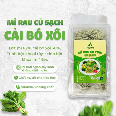 Mì Cải Bó Xôi Hapimi 180g - Thực Phẩm Bổ Sung Dinh Dưỡng Cho Cả Gia Đình, Ăn Chay, Healthy