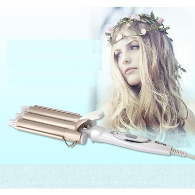 Máy Uốn Tóc Chuyên Nghiệp Kemei KM-1010 3 Trục Uốn Có Mức Điều Chỉnh Nhiệt