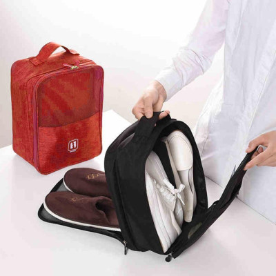 [KoSuyTu] Túi Đựng Giày Dép Du Lịch 3 Ngăn, Chất Liệu Chống Thấm Nước, Có Khe Gài Tay Kéo Vali Tiện Lợi