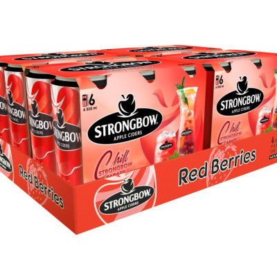 Thùng 24 Lon Nước Táo Lên Men Strongbow Vị Dâu Đỏ 320ml/lon