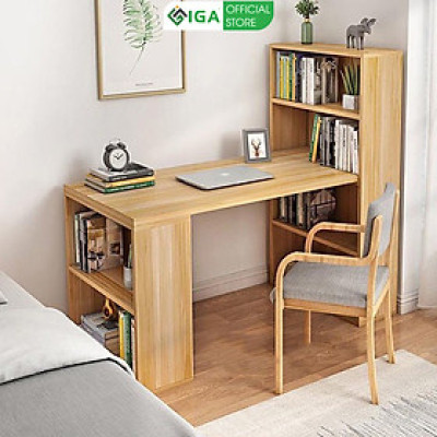 Bàn làm việc kết hợp kệ sách gỗ MDF phủ melamine chống xước thương hiệu IGA
