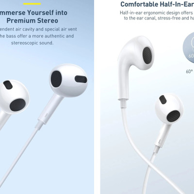 Tai nghe nhét tai hỗ trợ mic chân cắm 3.5mm Baseus Encok H17 NGCR020002 -Hàng chính hãng