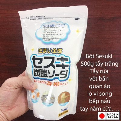 Combo 2 túi bột baking soda Sesuki 500g (tẩy trắng) Rocket nội địa Nhật Bản