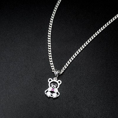 Dây Chuyền, Vòng Cổ Trẻ Em Bạc Ta Hình Mặt Gấu Xinh Chính Hãng Bạc Hiểu Minh DTE071