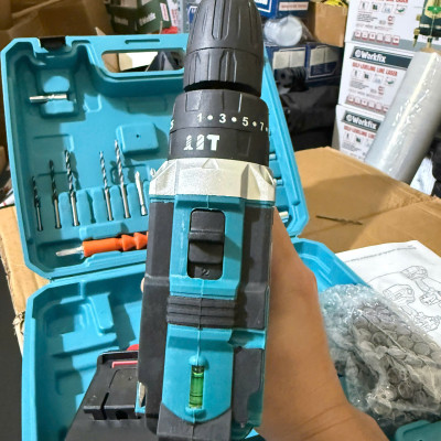 Máy khoan pin 77V Elex 3 chức năng có búa - Tặng kèm 24 chi tiết gồm các mũi khoan + Mũi bắt vít..