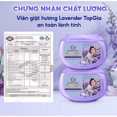 Viên giặt xả quần áo thơm lâu TopGia 3in1, hương hoa hồng và lavender,  giặt sạch, tiết kiệm