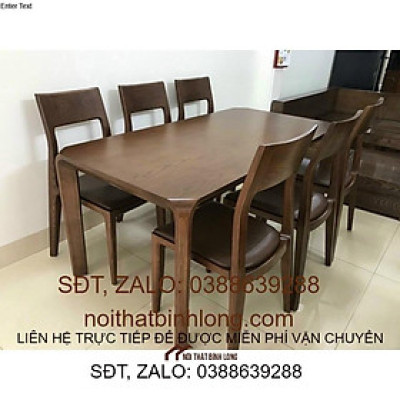 bàn ăn 6 ghế sồi óc chó