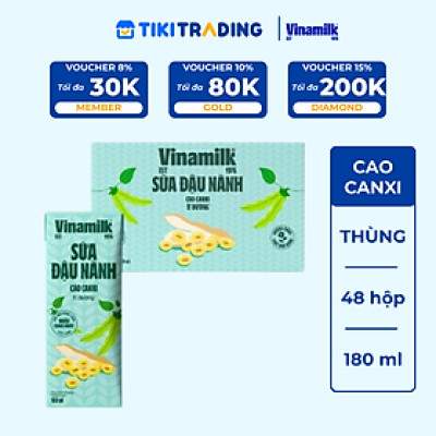 Thùng 48 hộp sữa đậu nành cao canxi Vinamilk 180ml