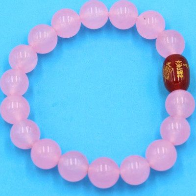 Vòng tay chuỗi hạt đá thạch anh hồng 10 ly Thái tuế phù DTTH30
