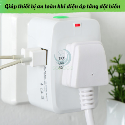 Bộ Chuyển Đổi Điện Du Lịch Đa Năng Quốc Tế- Ổ Cắm Chuyển Đổi Đa Chuẩn Cắm Toàn Cầu- Adapter Du Lịch 4 Trong 1 – Có Bảo Vệ Quá Áp- Travel Universal Adapter with Surge Protector- Ổ Cắm Quốc Tế Đa Năng – Tương Thích 150+ Quốc Gia