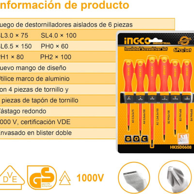 BỘ TUỐC NƠ VÍT CÁCH ĐIỆN 6 CÂY INGCO HKISD0608 - HÀNG CHÍNH HÃNG