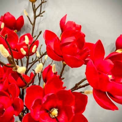 Hoa mộc lan giả - 1 cành 6 bông - Độ dài 130cm - Cây giả, hoa lụa Decor trang trí nhà cửa