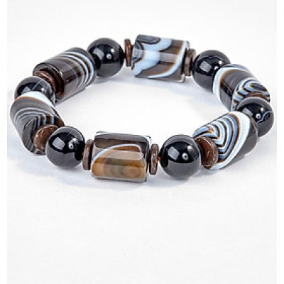 Vòng Tay Mã Não Đen Đốt Tròn Ngọc Quý Gemstones