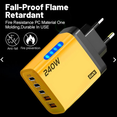 Bộ sạc cao cấp GaN 240W - Sạc siêu nhanh USB 5 cổng PD có đèn LED, Sạc siêu nhanh Type C cho máy tính xách tay, điện thoại và MacBook - miếng lót chuột
