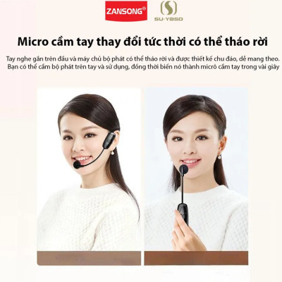 Micro trợ giảng không dây Zansong kết nối 2.4ghz V38 ( Hàng Chính Hãng )