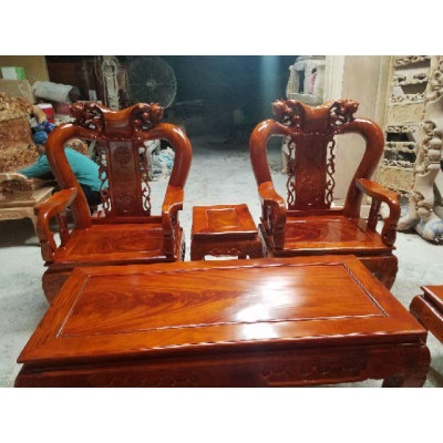 Bộ bàn ghế quốc đào tay 10 gỗ xà cừ 6 món