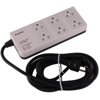 Ổ cắm Panasonic WCHG2836 3500W 6 ổ cắm 3 chấu, dây dài 3M (tặng phích chuyển MPE AD1) - Hàng chính hãng