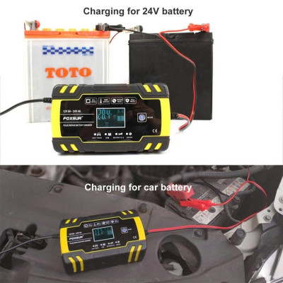 Hàng Nhật - Sạc Ắc Quy Foxsur Thông Minh 12V–24V - 150Ah - Tự Ngắt, Khử Sunfat, Phục Hồi Ắc Quy Siêu Hiệu Quả , đèn ốp trần