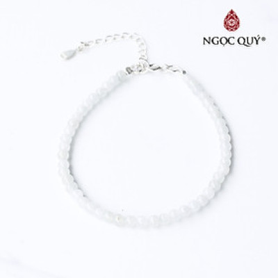 Vòng tay đá cẩm thạch A hạt mini khóa bạc mệnh hỏa, mộc - Ngọc Quý Gemstones