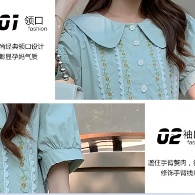 ĐẦM BẦU VÁY BẦU CÔNG SỞ CỔ SEN THÊU  NGƯC sau sanh có  nút mở cho bé  ti