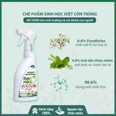 Diệt Côn Trùng Gián, Kiến, Kiến Ba Khoang, Muỗi, Ruồi, Mọt 100% Sinh Học Thảo Mộc Hương Sả Chanh Chai Xịt 500ml An Toàn Cho Sức Khỏe Em Bé Và Người Già