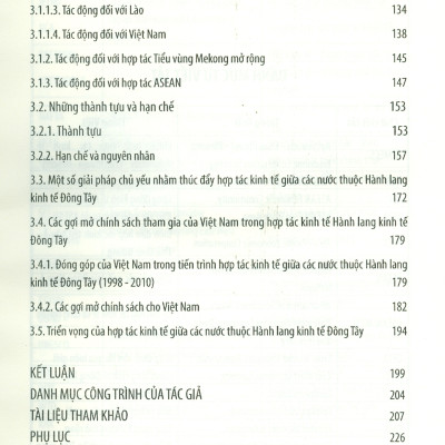 TIẾN TRÌNH HỢP TÁC KINH TẾ GIỮA CÁC NƯỚC THUỘC HÀNH LANG KINH TẾ ĐÔNG TÂY (1998 - 2010) (Sách chuyên khảo)