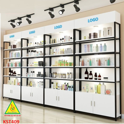 Kệ trưng bày sản phẩm, hàng hóa , kệ trang trí khung sắt mặt gỗ KST409 - Nội thất lắp ráp Viễn Đông Adv