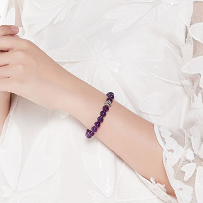 Vòng Đá Thạch Anh Tím Phối Charm Xi Vàng Đính Đá Ngọc Quý Gemstones VT55