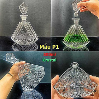 Chai Pha Lê Đựng Rượu 500ML cao cấp cực dày mẫu tam giác – nắp đặc mài nguyên khối - kín khí không cần gioăng – Chai Đựng Rượu Đẹp decor (P1)