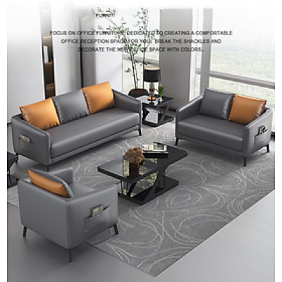 Bộ sofa da văn phòng giá rẻ Juno Sofa kèm ghế đơn HVPCT-12