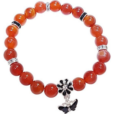 Vòng Tay Mệnh Hỏa, Thổ Đá Mã Não, Charm Butterfly Laliz CM.03