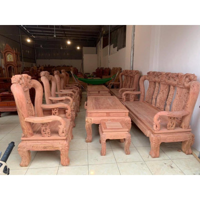 bộ bàn ghế quốc đào tay 10 gỗ hương đá nam phi