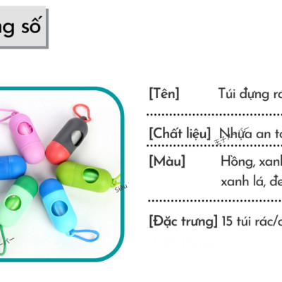 Hộp đựng túi rác vệ sinh cho Chó Mèo hình bầu dục dài 10cm Kèm 1 cuộn túi đựng Chất liệu nhựa chắc chắn Nhỏ gọn Tiện lợi