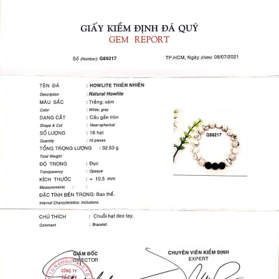 Vòng tay phong thủy đá Bạch tùng thiên nhiên, hợp nam nữ, Kèm giấy KIỂM ĐỊNH Photocopy  SẢN PHẨM MẪU, Kèm túi đựng Cung hỷ.