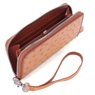 HJ3429-30-31-32 - Bóp nữ da đà điểu 1 khóa Vip đen, nâu đỏ, vàng, nâu đất