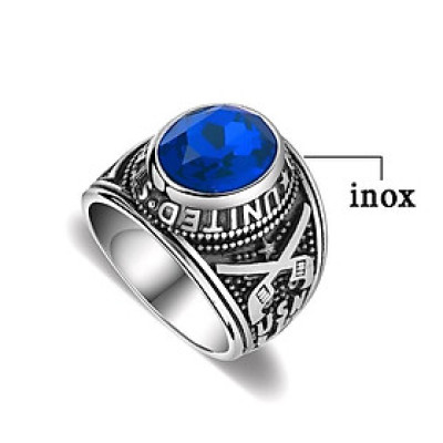 Nhẫn nam titan cao cấp thời trang rẻ đẹp nhẫn mỹ inox thép không gỉ trangsucpt đá xanh dương PTNNA03