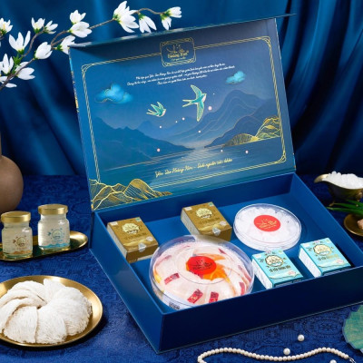 [CHÍNH HÃNG] Yến Sào Hoàng Kim - Hộp Quà Lộc Phát Phú Quý (50g Tổ Yến Thượng Hạng & 4 Hũ Yến Mix 2 Vị) - Quà Tết Doanh Nghiệp, Biếu Tặng Đối Tác