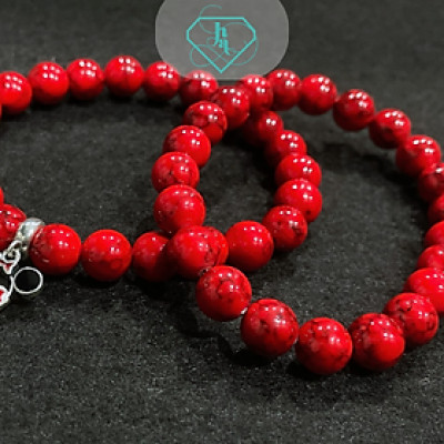 Vòng Tay Phong Thủy San Hô Đỏ, Charm Bạc