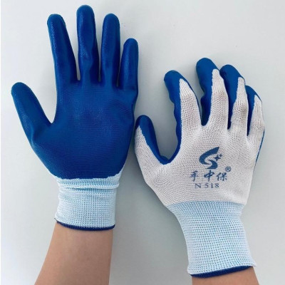 Combo 6 đôi găng tay lao động phủ sơn xanh, chống trơn, tăng độ bám dính, thoải mái khi làm việc