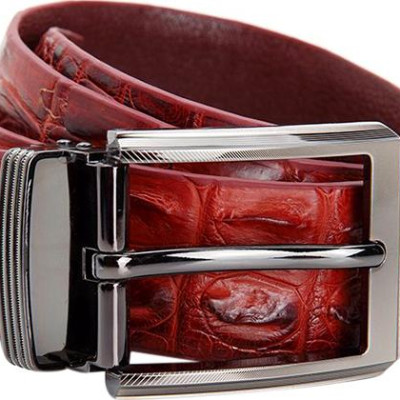 Thắt Lưng Nam Da Cá Sấu Gai Đuôi Đầu Kim Bản Lớn Huy Hoàng HT4716 - Nâu Đất