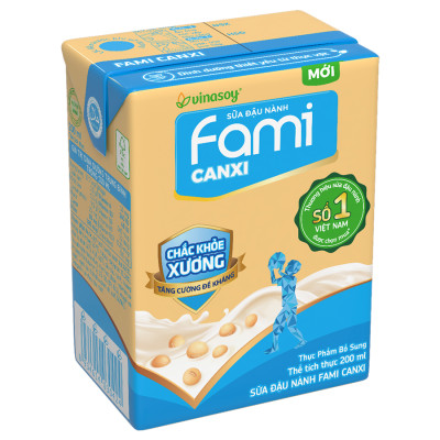 Thùng sữa đậu nành Vinasoy Fami Canxi Nguyên vị (200ml x 36 hộp