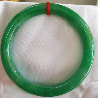 Vòng tay Nam Nữ đá Cẩm Thạch Đậu Lý QC 65mm x chột 10mm Vòng màu xanh đậm Anh Chị tay to Cân Nặng 75kg - 85kg đeo ạ