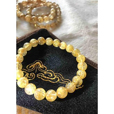 Chiếc Vòng Thạch Anh Vip Tóc Vàng Nhuyễn Đá Tự Nhiên 9ly Nữ Mệnh Kim Thổ Thuỷ