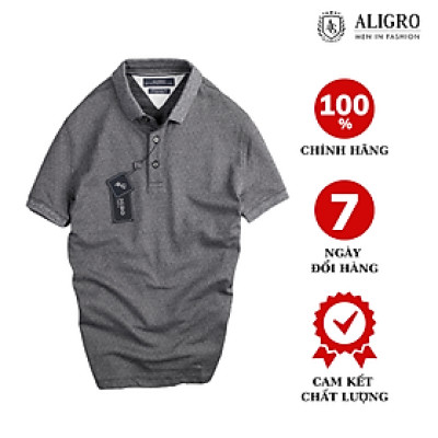 Áo polo nam cộc tay trơn màu xám đậm aligro ALGPLO46