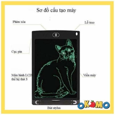 Bảng viết tự xóa LCD 8.5 Inch đơn sắc, đồ chơi giáo dục cho bé thông minh, phát triển trí tuệ OKOMO