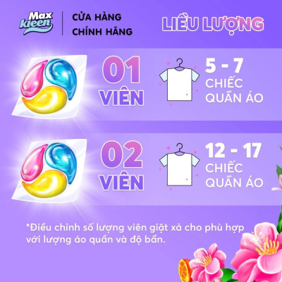 Túi Viên Giặt Xả MaxKleen 2 Trong 1 Hương Dấu Ấn Ngọt Ngào (34 viên/ túi)