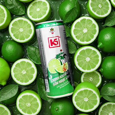 Nước Tăng Lực K5 Sâm Ngọc Linh Thùng 24 Lon Vị Chanh Khoáng (320ml/Lon)